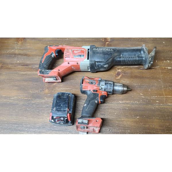 Milwaukee M18 Sawzall Reciprocating Saw & M18 Fuel 18V Lithium-Ion Brushless 1/2" Hammer Drill