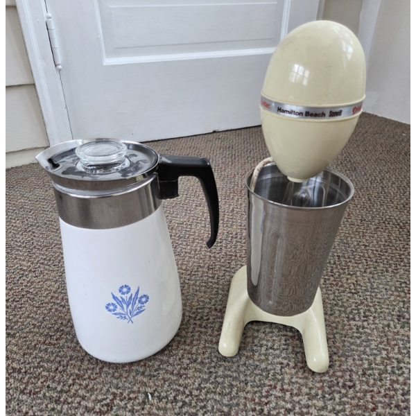 PICKUP IN CANTON - Vintage Hamilton Beach Milkshake Mixer And Corningware Coffee Server 
