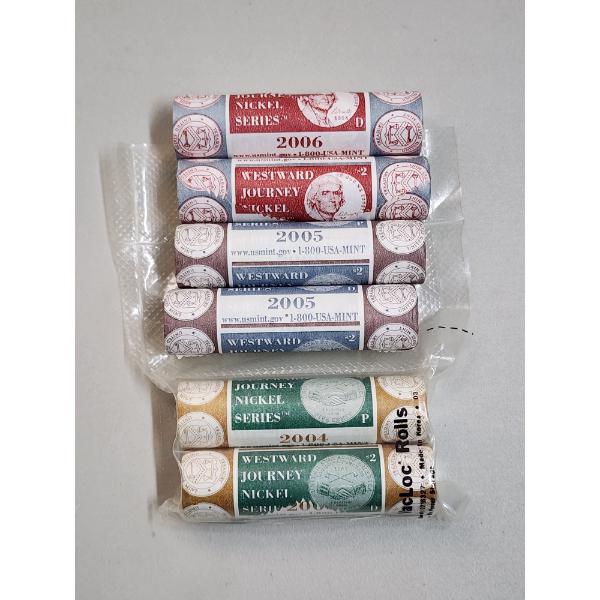 (6) Rolls of 2004-2006 Westward Journey Jefferson Nickels FV: $12.00