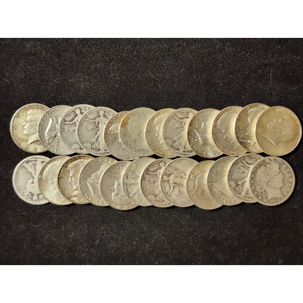 $12 Face Value in Assorted 90% Silver Half Dollars 