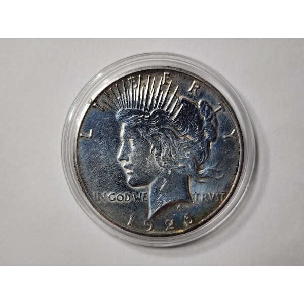UNITED STATES 1926 SILVER PEACE DOLLAR W/ NICE SHINE & LIGHT TONING ~ Less Than 2 Million Made!