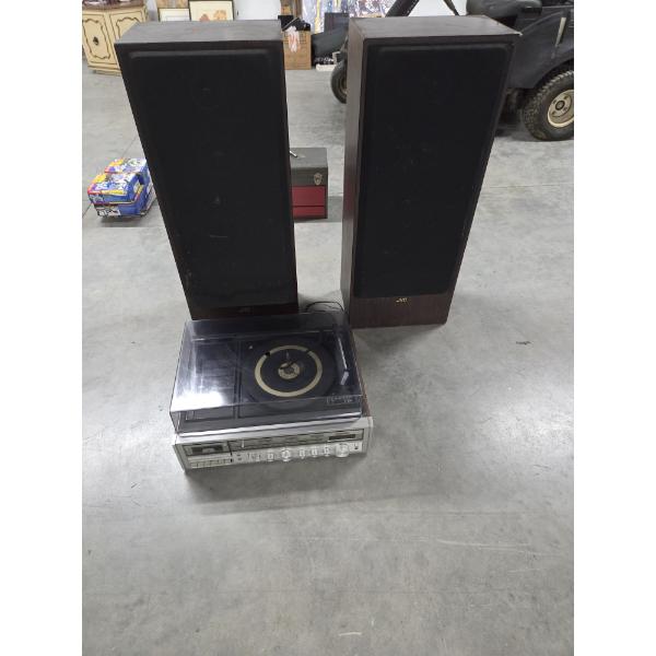 Sears Console And Large JVC Speakers -No Shipping