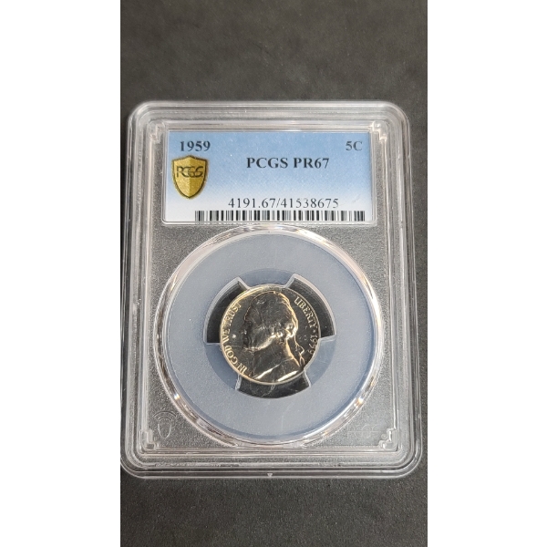 1959 PCGS Gold Shield PR67 Jefferson Nickel