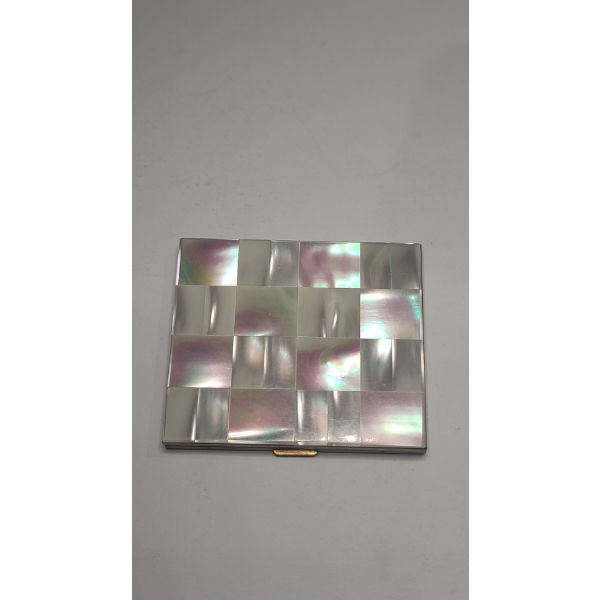 Vintage Marhill Gold Plated Mother Of Pearl Makeup Compact 