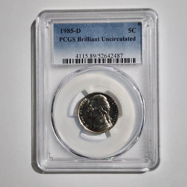 PCGS BRILLIANT UNCIRCULATED Slabbed 1985-D United States Jefferson Nickel