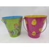 Image 3 : Two Brand New 7'' Cute Metal Easter Pails & Five 1.75 oz Packs Of Easter Grass