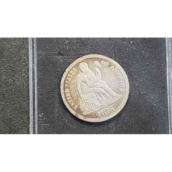United States 1876 Seated Liberty 90% Silver Dime 