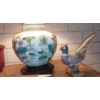 Image 2 : 6 Pc Vintage Collectible Group As Shown - Includes Carved Boating - Lamp & More As Shown