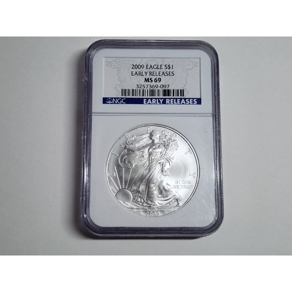 2009 American Silver Eagle 1 oz Fine Silver "Early Releases" Graded NGC MS 69