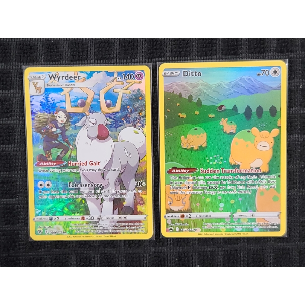 Two Illustration Rare Pokemon Trading Cards Near Mint - Wyrdeer TG06/TG30 & Ditto GG22/GG70