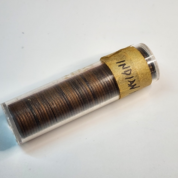 Roll of United States Indian Head Cents in Plastic Storage Container - FV: ~$0.50