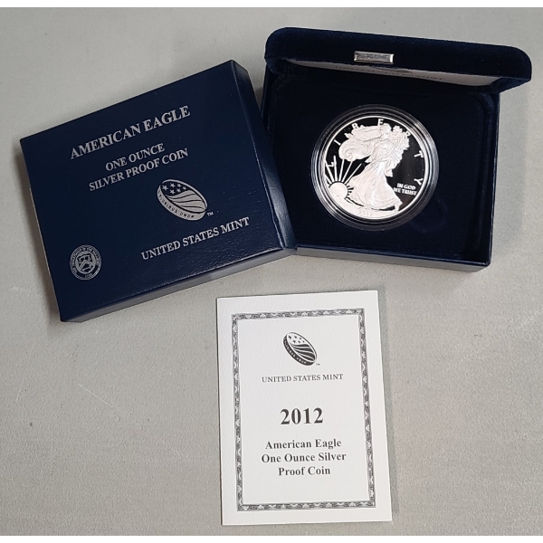 United States Mint 2012-W 1 Oz .999 Fine Silver Proof American Eagle In Original Packaging