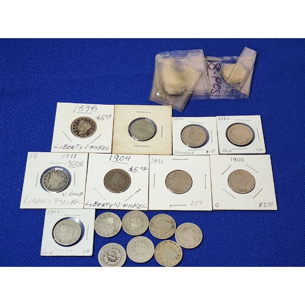 Lot of 18 Assorted U.S. "V" Nickels FV: $0.90