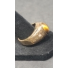 Image 3 : Men's Gold Plated Ring With Genuine Tiger's Eye - Size 11