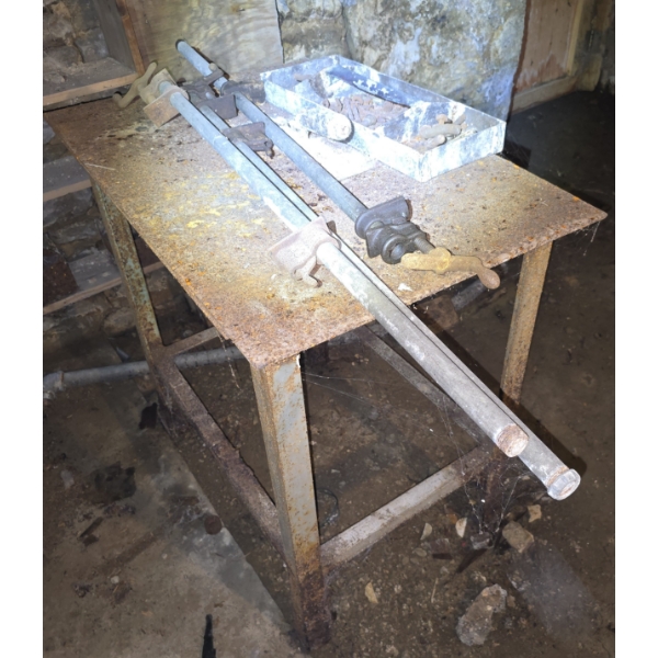 2 Pipe Clamps, Metal Table and More