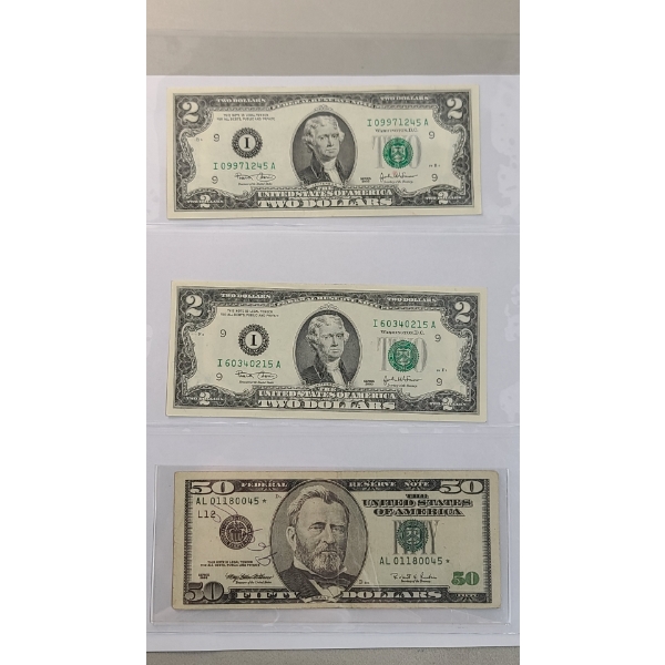 Assorted U.S Currency Including Series 1996 $50 Star Federal Reserve Note - Face Value: $54.00