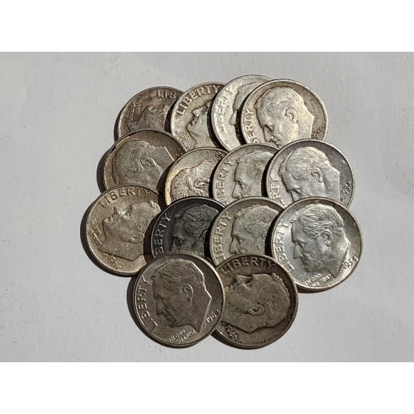 $1.40 in Assorted 90% Silver United States Dimes - 14 Coins Altogether!
