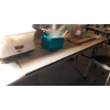 Image 5 : As Shown - Long 7 Ft Multi Use Folding Work Table With Pull Up Platform Shelf - 30" Tall - 28" Depth