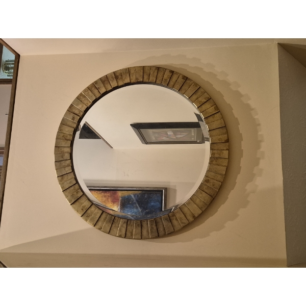 Large Fancy Framed Round 34" Wall Mirror - Perfect Condition