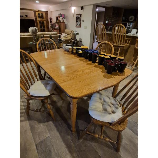 Superb Solid Hardwood Rectangular Table & 4 Chairs As Shown - 68 x 44 with removable leave included
