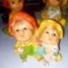 Image 2 : 3 Pcs Colorful Dutch Children Figures - Signed Bisque Statues - Largest 10" 