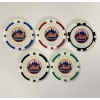 Image 1 : New York Mets Clay Poker Chip Set - Mint Condition - Complete Set 5 Chips