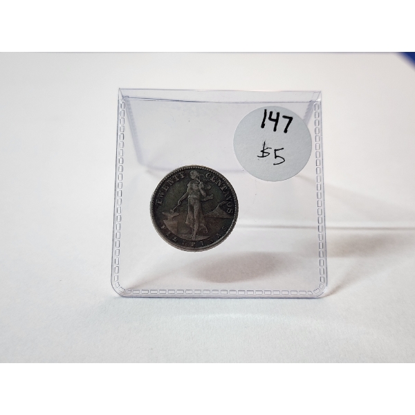 1944-D Philippines 20 Centavos Coin ASW: 0.0965oz