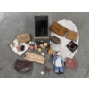 Image 1 : Vintage Collectables Including Coin Bank, Blocks, Lighter, Handmade Dolls, Wood Cover Books & More