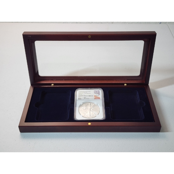 NGC 2017-W Burnished Silver Eagle First Day - Philadelphia, 1oz Fine Silver, MS 70 - w/ Display Box