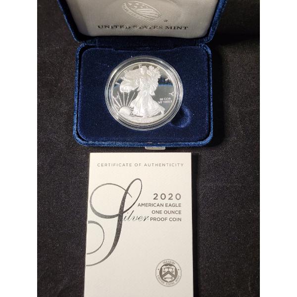 2020-S 1 Oz Silver American Eagle Proof Coin in Original Packaging 