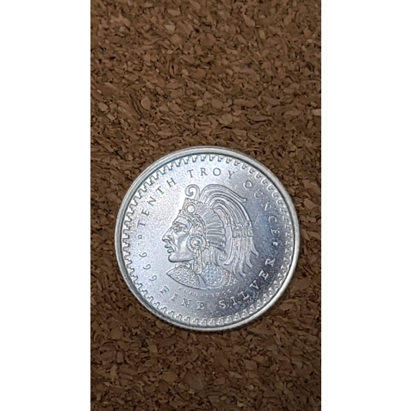 One Tenth Troy Ounce .999 Fine Silver Aztec Round