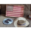 Image 1 : PICKUP IN CANTON - Patriotic Group As Shown - Hat, Wooden American Flag Tray - Wall Clock