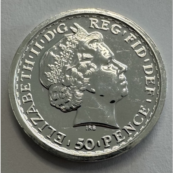 2013 1/4 Oz .999 Fine Silver Britannia Coin - Queen Elizabeth "50 Pence" - Beautiful Condition 