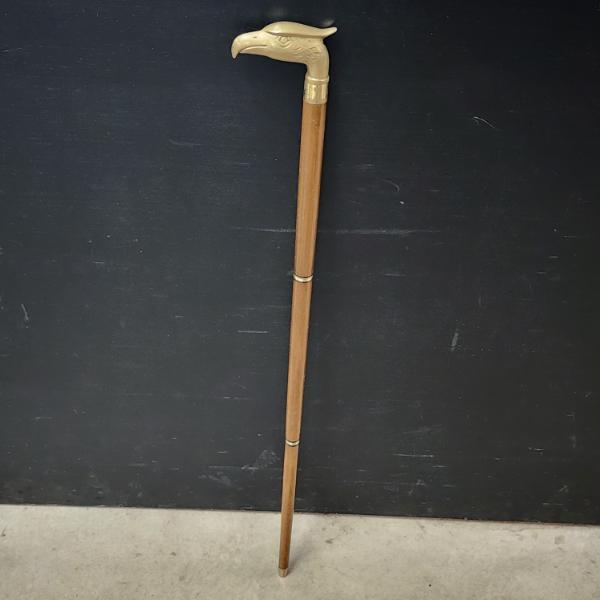 Very Nice Vintage Style Walking Cane Featuring Brass Eagle Head Handle ~ Measures About 34 Inches 