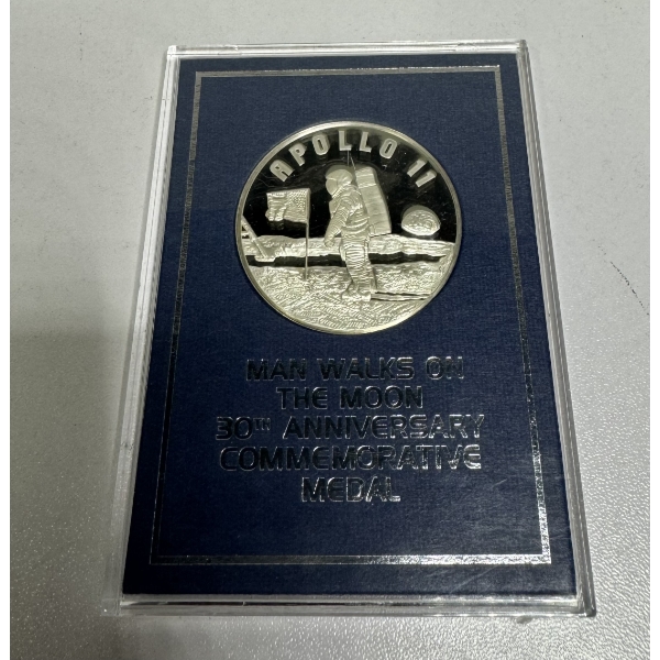 Franklin Mint Apollo 11 30th Anniversary Commemorative Medal- Sterling Silver Coin 