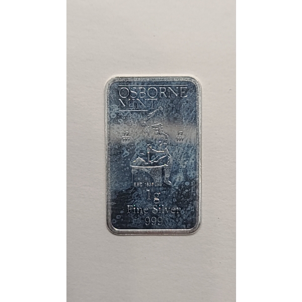 Osbourne Mint 1-gram .999 Fine Silver Bar - Osbourne Mint Man Motif 