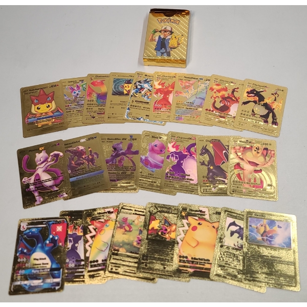 (24) Gold Foil Pokémon Trading Cards