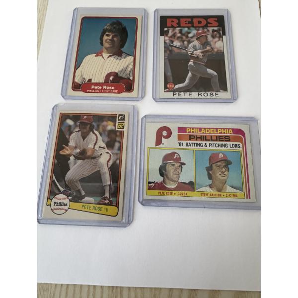 4 - Vintage Pete Rose Baseball Cards In Mint Condition - All In Protective Holders