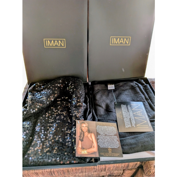 New! Stunning Iman Sequined Shawls Approx. 24' Wide & 82' Long