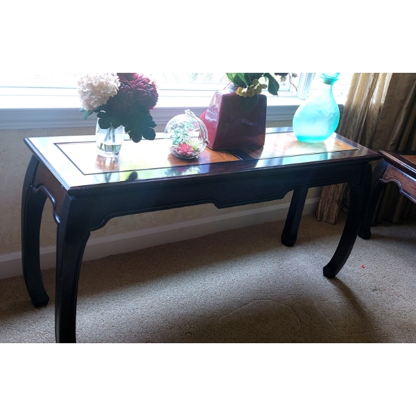 Gorgous Wood Console Table - Part Of Bedroom Suite 53" by 15" - 26" Tall - Asian Style Legs 