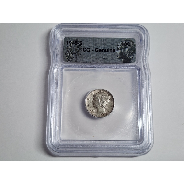 1945-S Silver Mercury Dime ICG Genuine