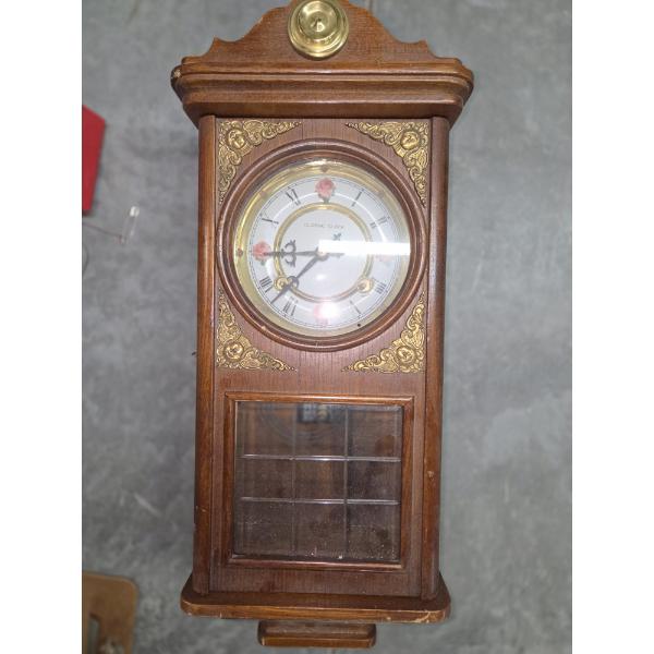 Vintage Wood Wall Clock 21"x8"
