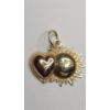 Image 6 : 14K Gold Heart-shaped Floral Openwork Pendant & 14K Gold Two-Tone Celestial Pendant - Weight: 2.1g