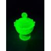 Image 2 : Uranium Glass Candy Dish Standing About 6 Inches Tall - Incredible Condition & Magnificent Glow!