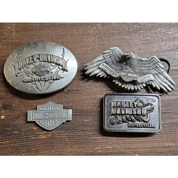 (4) Harley Davidson Belt Buckles - Eagle Buckle is Pewter