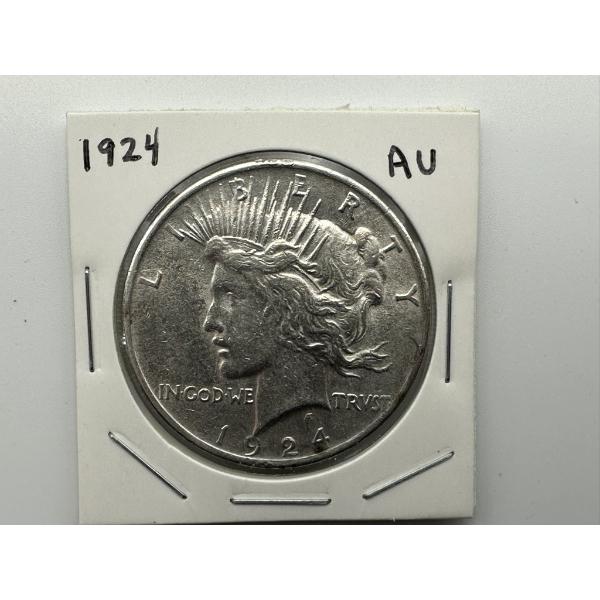 1924 Silver Peace Dollar - A.U. Condition