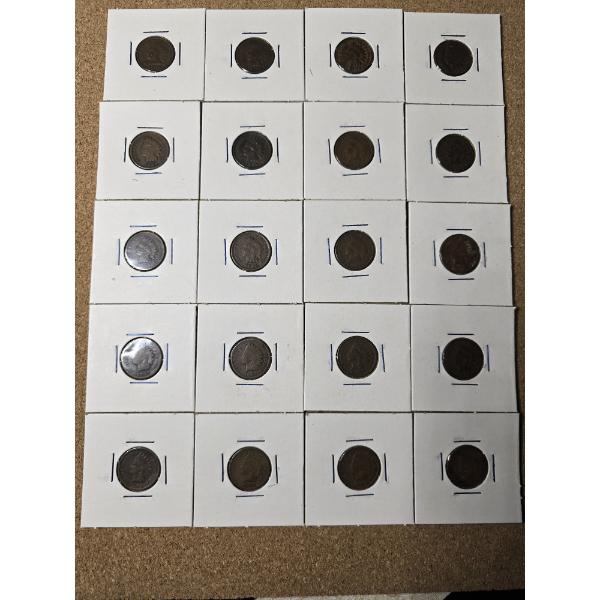(20) Indian Head Pennies $0.20 FV