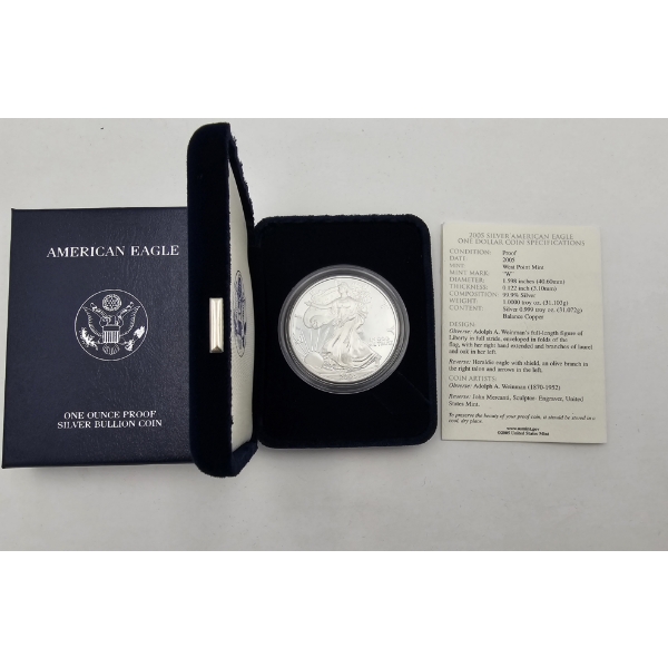 2005 "W" One Dollar Silver American Eagle Proof