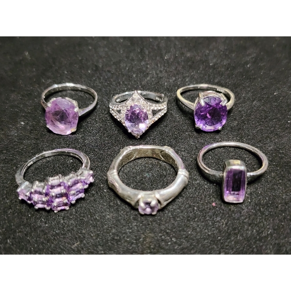 Gorgeous Amethyst Sterling Silver Rings Weighing Total of 17.8 Grams