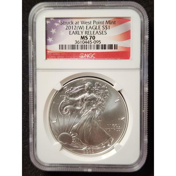 NGC MS70 2012 West Point 1 OZ Silver American Eagle Round - Early Releases 